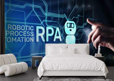 RPA Robotic process automation innovation technology concept on virtual screen. Wall mural