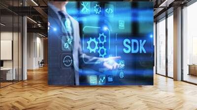 SDK Software development kit programming technology concept on virtual screen. Wall mural