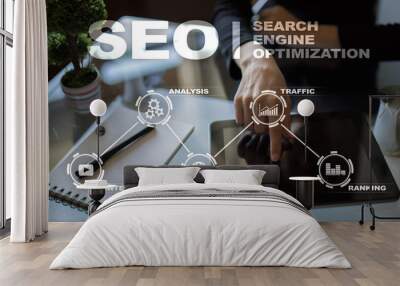 SEO. Search Engine optimization. Digital online marketing andInetrmet technology concept.? Wall mural