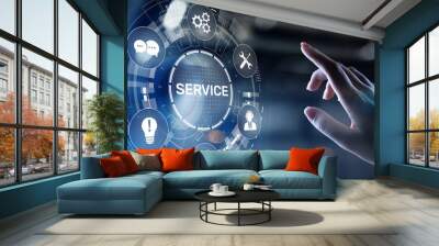 Service support customer help call center Business technology button on virtual screen. Wall mural