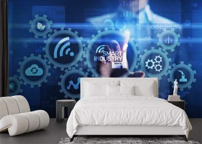 Smart industry 4.0, automation and optimisation concept on virtual. Business and modern technology concept. Wall mural