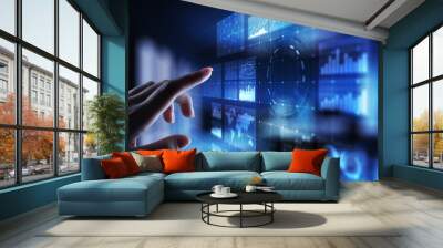 Virtual screen business intelligence dashboard, analytics and big data technology concept. Wall mural