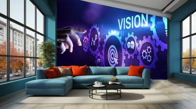 Vision mission business development strategy concept on virtual screen. Wall mural