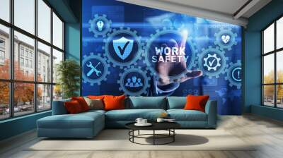 Work safety instruction standards law insurance industrial technology and regulation concept. Wall mural