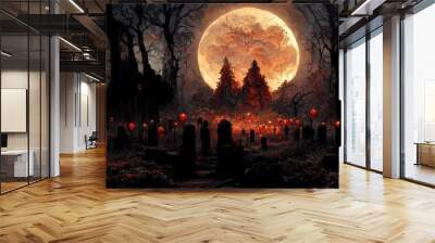 Creepy Halloween night. AI render. Wall mural