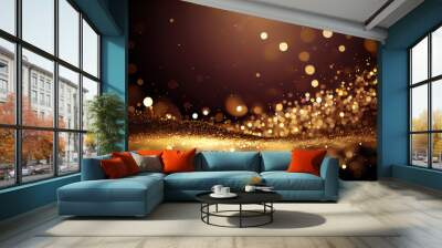 Dark shiny golden glitter background Wall mural