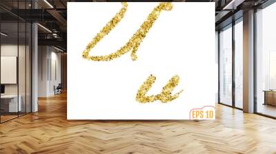 Gold rush. Gold alphabetic letter u. Vector gold alphabet. Font with golden glitter. Letter 