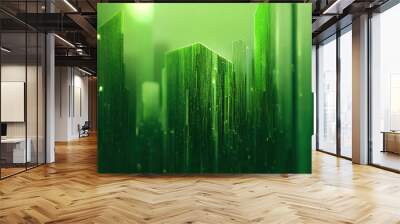 Green matrix background. Ai generated. Wall mural