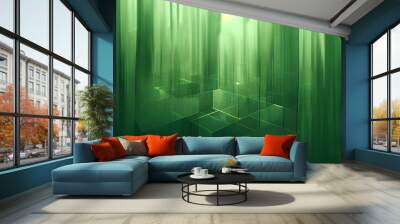 Green matrix background. Ai generated. Wall mural