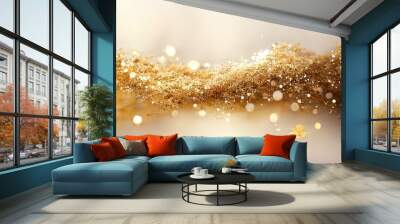 Light shiny golden glitter background Wall mural