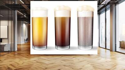 Realistic beer glasses with water drops. Wall mural