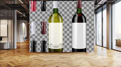 Red and white wine bottles. Set of caps or sleeves, closing the stopper. Wall mural