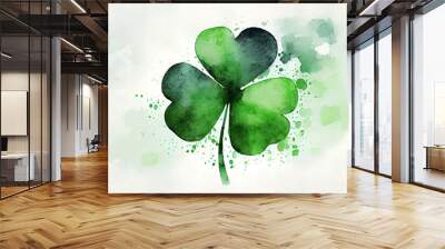 St. patrick's day watercolor clover background. AI generated Wall mural