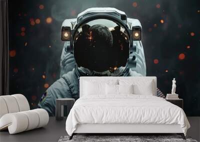 Astronaut In A Space Suit With Dark Background Wall mural