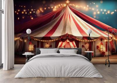 Circus tent decoration with soft focus light and bokeh background Wall mural