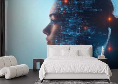 Concept of thinking, abstract technology background  Wall mural