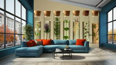 Crack and plants in test tubes, sureal concept  Wall mural