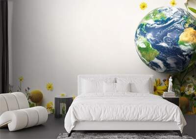 Earth day concept on white background  Wall mural