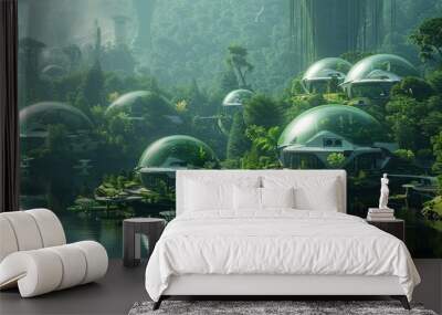 Eco friendly sustainable green city of the future  Wall mural