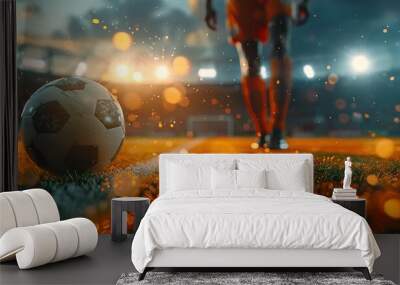 football player standing for free kick a ball Wall mural