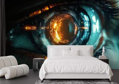 futuristic high tech eye background Wall mural