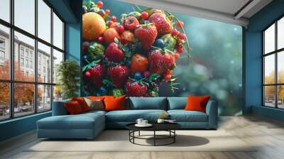 Heart made of food surreal concept  Wall mural