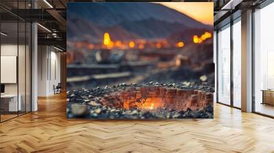 Mining site with Abstract blurred defocused bokeh color at the background Wall mural