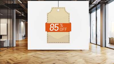 Price tag label sale discount 85 off Vector Wall mural