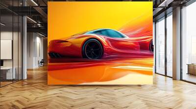 Vibrant 3D car paint wave abstract design  Wall mural