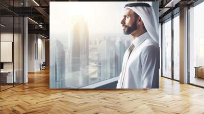 arab businessman looking through window Wall mural