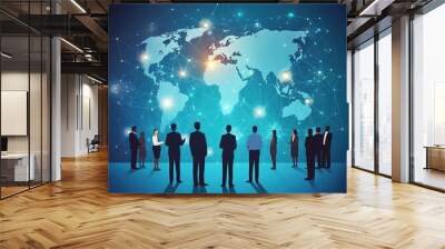 businesspeople worldwide through innovative technology networks, economic growth, marketing strategy, and business partnership agreements that are successful. generative ai Wall mural