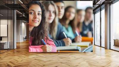 Engaged Student in Classroom Setting Wall mural