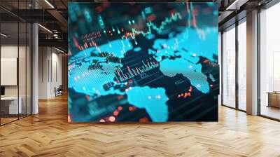 Global economy stock market finance chart business exchange investment data on growth financial graph world map  Wall mural