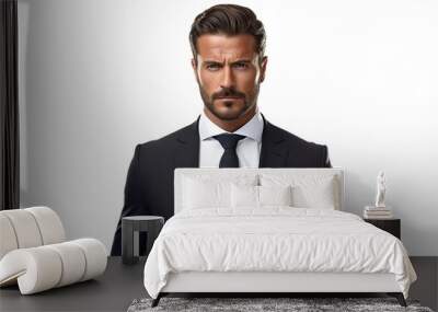 Handsome businessman with his arms crossed on white background Wall mural