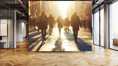 Office Managers and Business People Commute to Work in the Morning or from Office on a Sunny Day  Wall mural