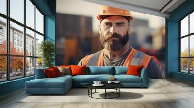 portrait of a construction worker Wall mural