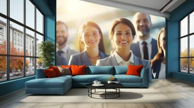 portrait of a smiling business team standing at office Wall mural