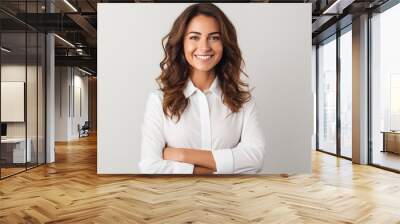 portrait of a smiling businesswoman isolated on white background Wall mural