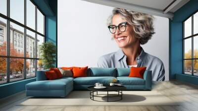 portrait of a successful businesswoman posing against a white background Wall mural