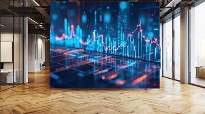 Stock market investment trading graph in graphic concept suitable for financial investment or Economic trends business idea Wall mural