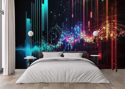 Technology background moving data array/Technological background data transmission channel. Motion of digital data flow. Transferring of big data Wall mural