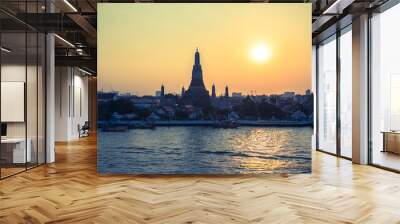 Wat Arun Tempel Silhouette Thailand Bangkok bei sonnenuntergang Wall mural