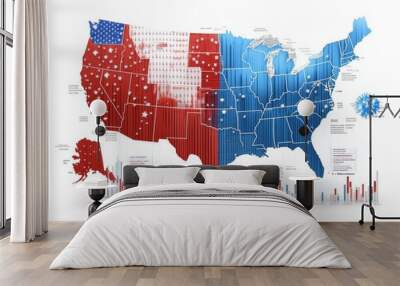 Detailed infographic of a swing state voting breakdown Wall mural