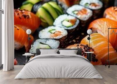 Healthy sushi meal glowing with vibrant colors Wall mural