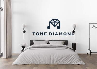 Creative Diamond Note Tone Music Logo Vector Design Illustration Wall mural