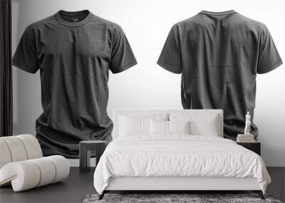 set of plain gray t-shirt mockup templates with front and back views, generated ai Wall mural