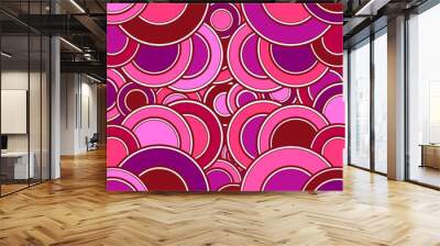 background, pattern, seamless pattern with circles, pink illustration, red illustration, red background, pink background Wall mural