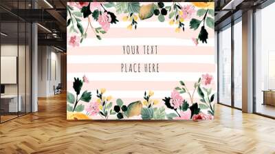 beautiful floral watercolor background frame Wall mural