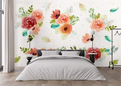 beautiful flower arrangement watercolor collection Wall mural