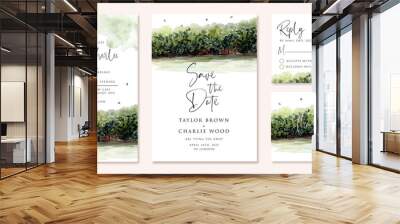 wedding invitation set with mangrove view watercolor Wall mural